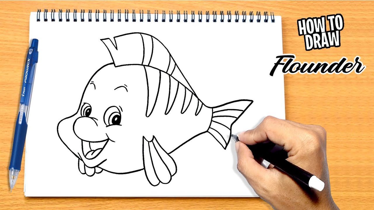 How to draw Flounder