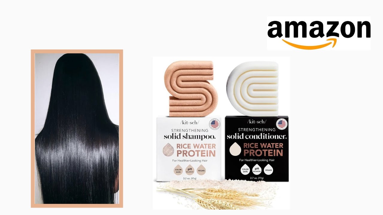 HOW TO USE KITSCH RICE BAR SHAMPOO & CONDITIONER BAR FOR HAIR GROWTH | AMAZON FINDS!! 🍚