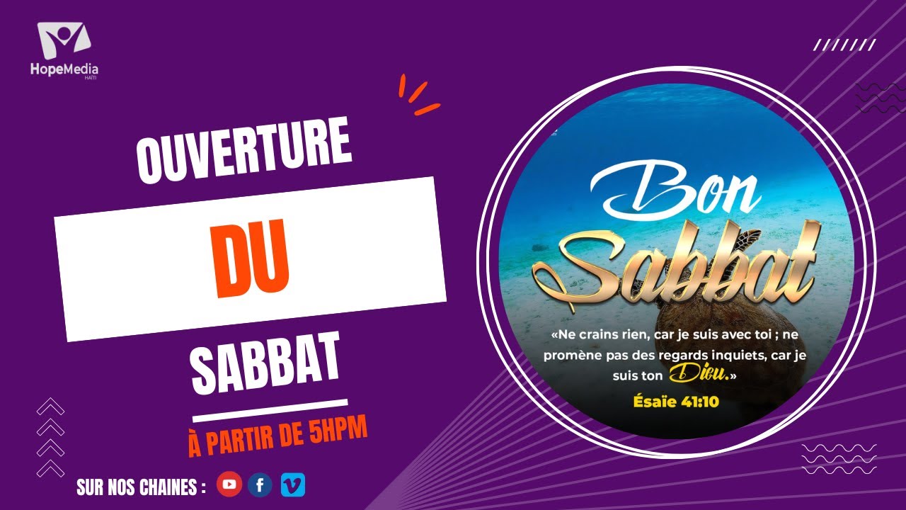 OUVERTURE DU SABBAT DU VENDREDI 06 MARS 2026