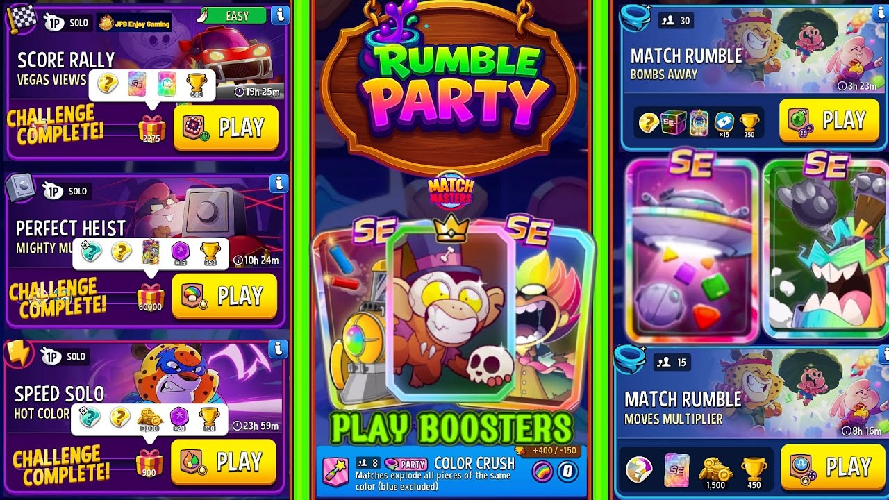 (PARTY+3 Solo+2 Match Rumble) Vegas Views+Gimme 💚/ Mighty Mushrooms/ Hot Color/ Color Crush 