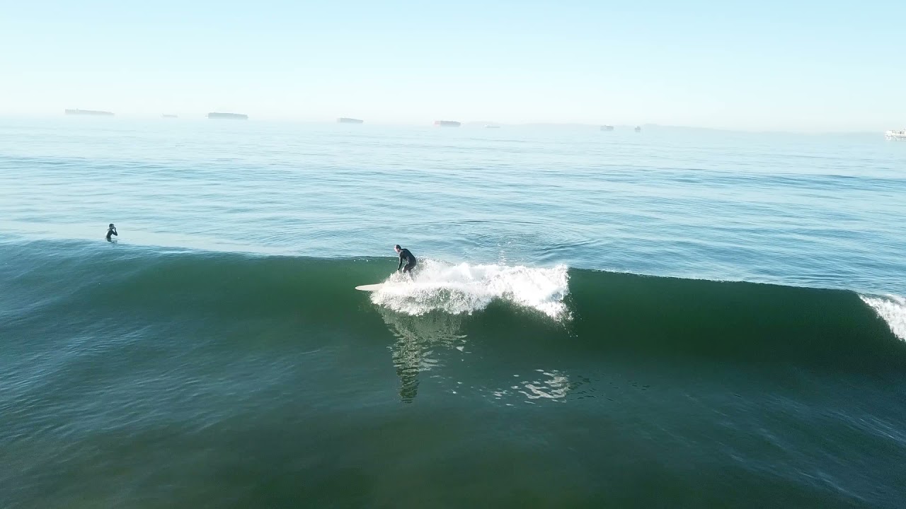 Huntington Beach cliffs, Surfing drone view 10-29-21