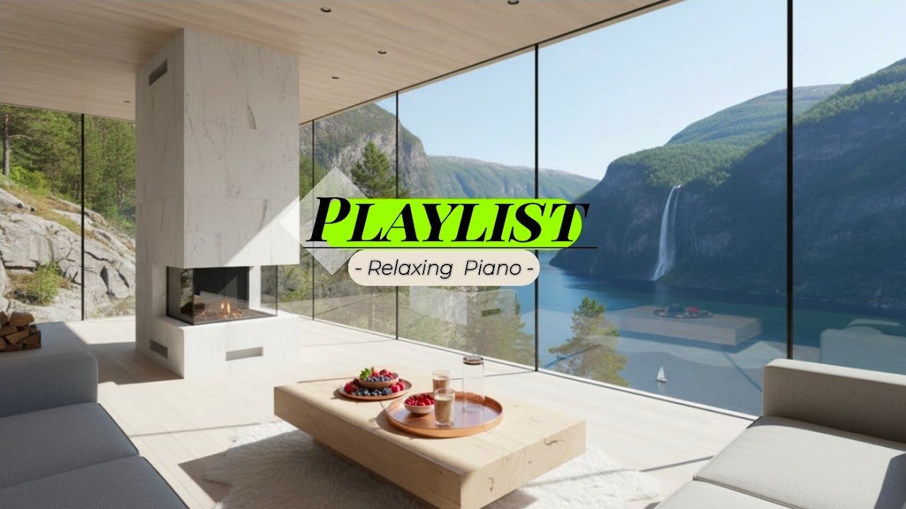 [Playlist] 장엄한 🏔️폭포 절경과 대자연을 즐기며 정화되는 릴렉싱 무드 피아노 🎹 | 아침 창밖 풍경이 변하는 마법 같은 휴식 시간✨(Majestic Fjord)