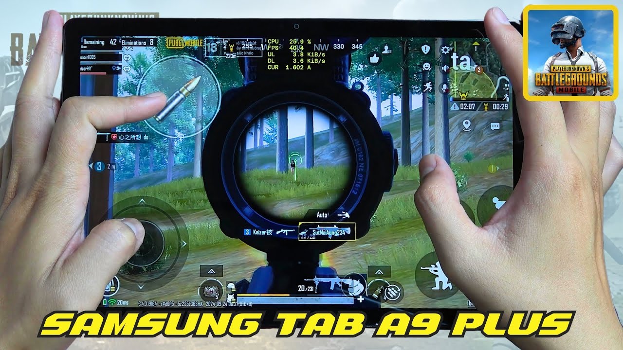 Samsung Tab A9 Plus PUBG Test With FPS Meter & Battery Test