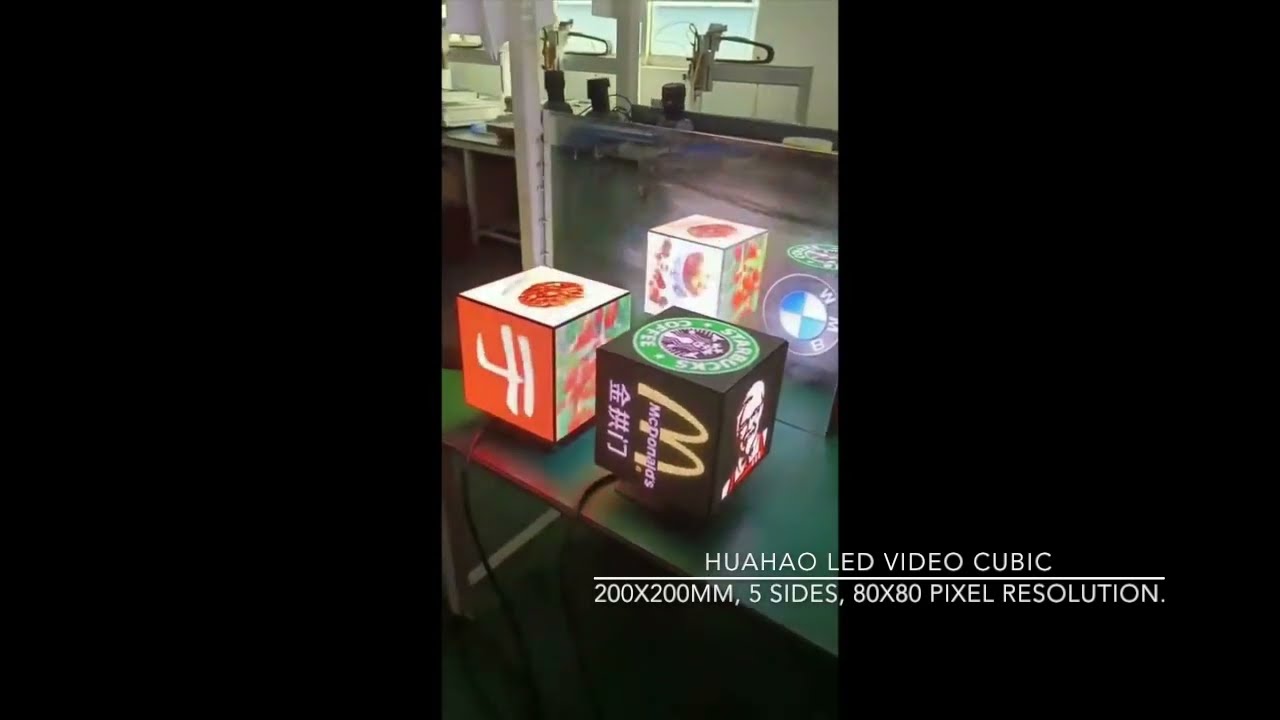 HUAHAO LED Video Cube 200x200mm, 5 sides LED Screen, advertising & events