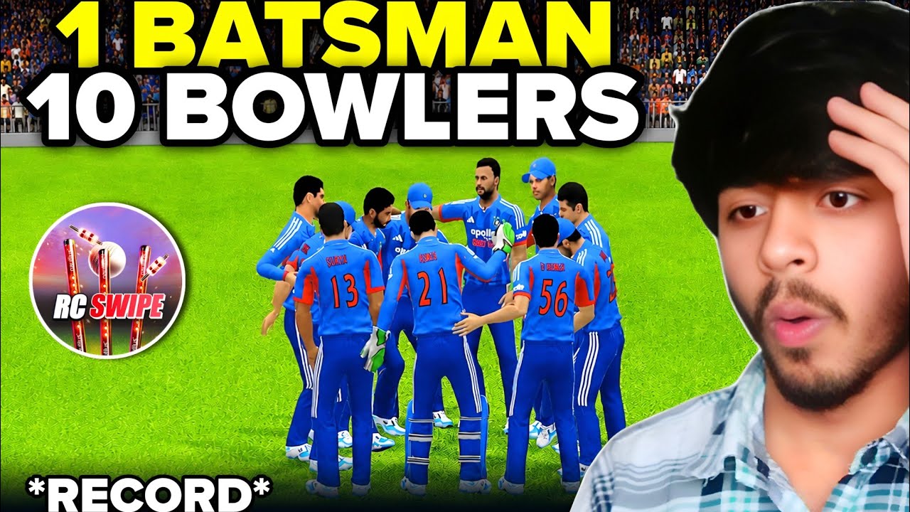 1 BATSMAN 10 BOWLERS Can I Chase - Real Cricket Swipe