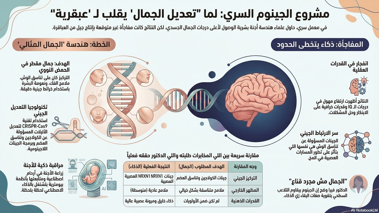 مشروع الجينوم السري - عندما حاولوا صناعة أجمل البشر… اكتشفوا أنهم صنعوا أذكى العقول.
