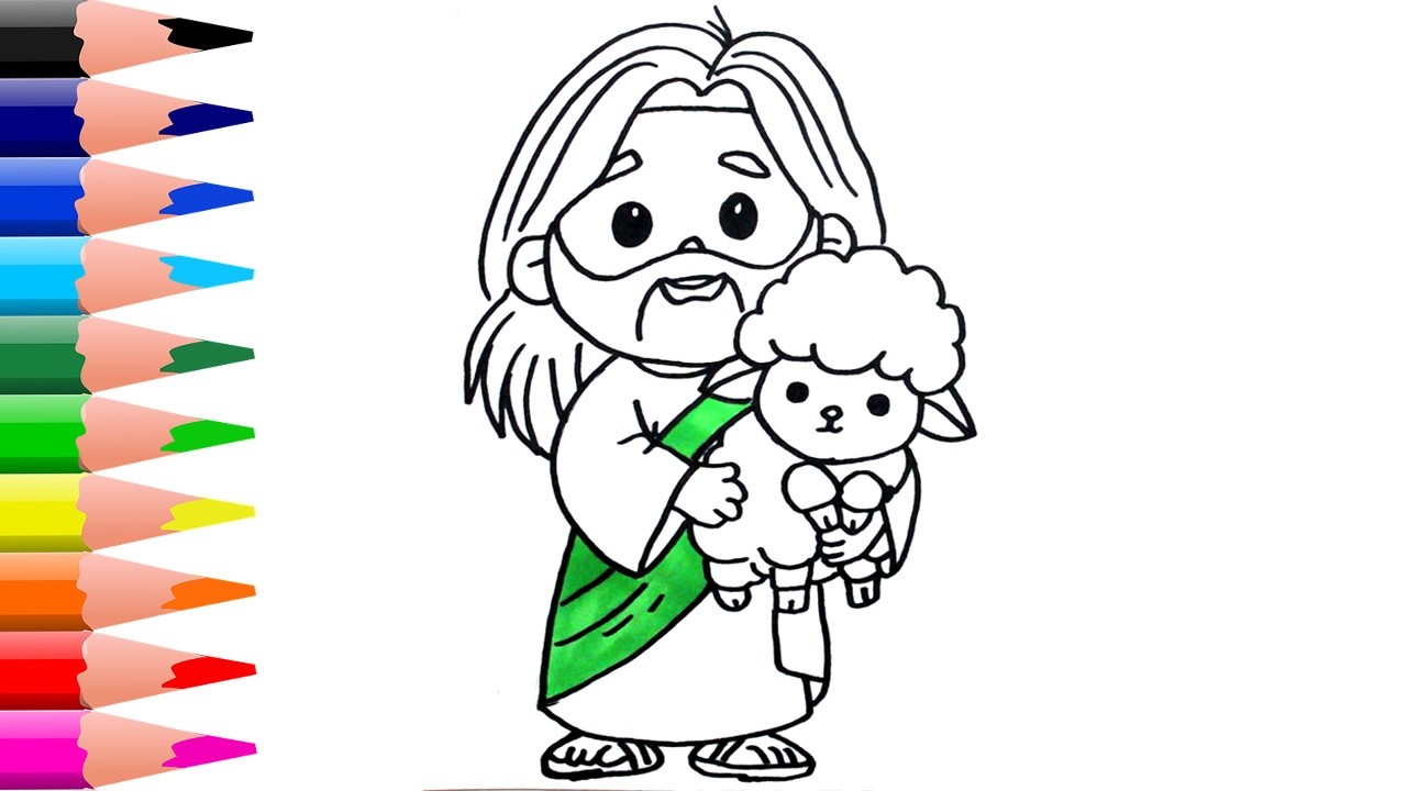 🔴🙏How to Draw Jesus the Good Shepherd - Religious Drawings - Faith