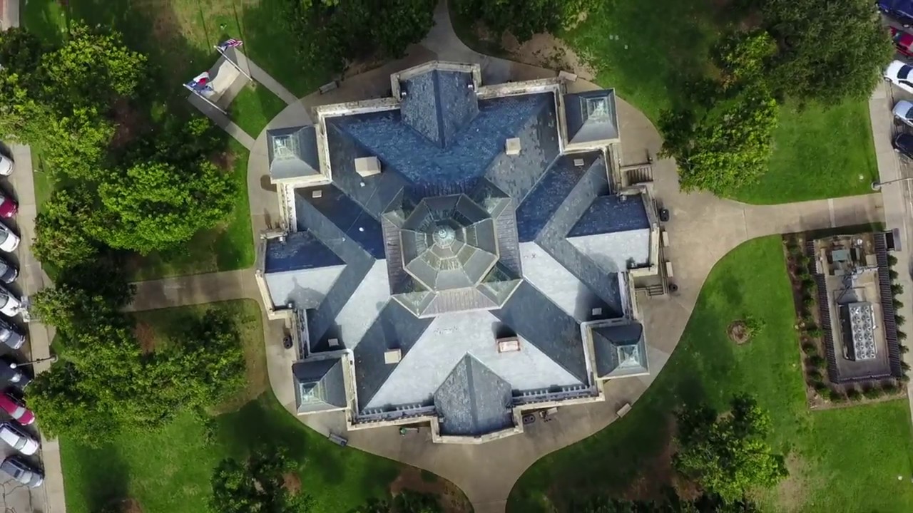 Denton TX Courthouse Square Morrison's Corn-Kits - HellaFilms Aerial Photography