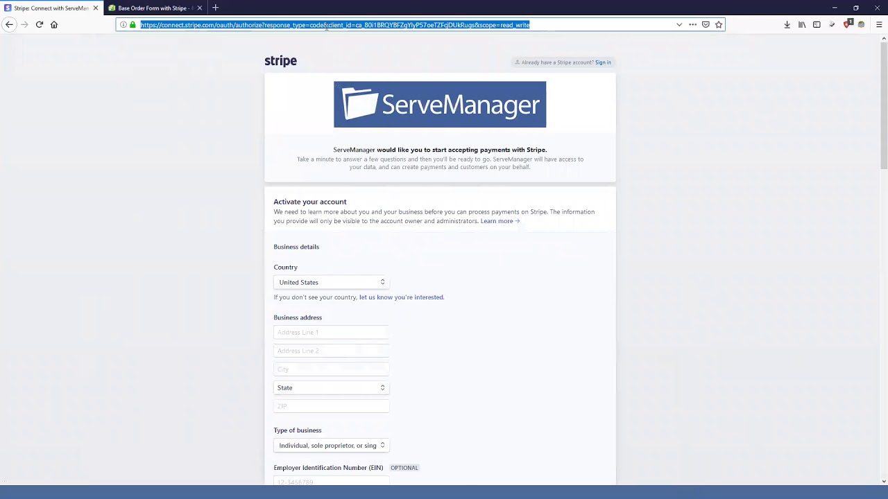 ServeManager Payments, Stripe and Online Order Forms