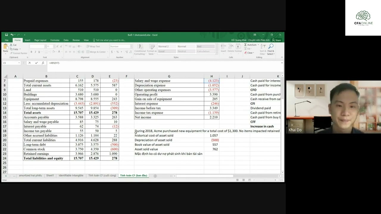 Giải thích cách tính toán các dòng tiền trong Cash Flow Statement