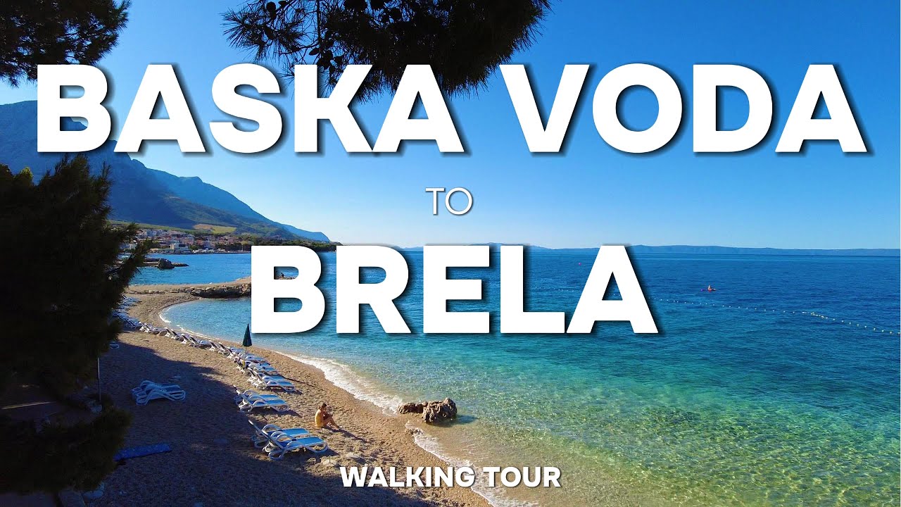 Amazing morning walk from Baska Voda to Brela, Croatia.2025. Beach Walking Tour 4K/60fps.