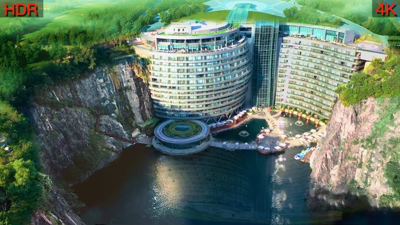 Посетите подводный отель Quarry в Шанхае: глубиной 88 метров, построенный на карьере.