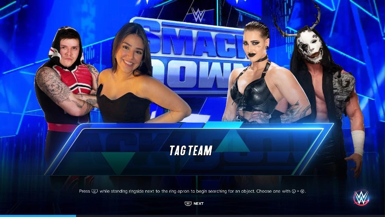 WWE 2K23 PS5 - Dom & Aaliyah (Mysterios) vs Rhea & Buddy (Real Couple) lol