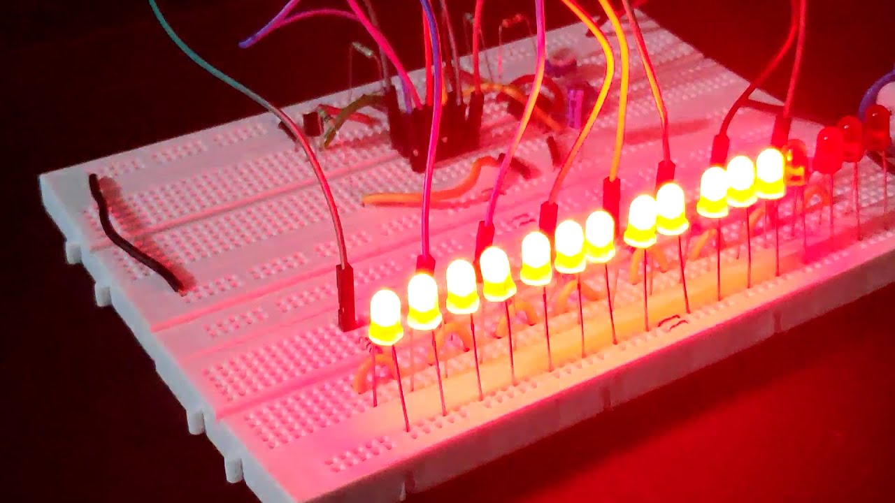Светодиодный генератор эффектов капель дождя с использованием сдвигового регистра 74HC595 и микро...