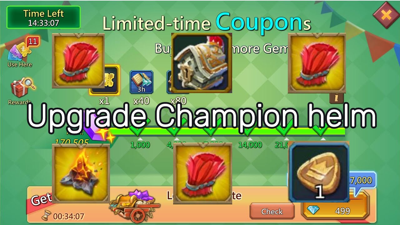 150$ in Upgrade Champion Helm,Road to Full Set - Lords Mobile #lordsmobile