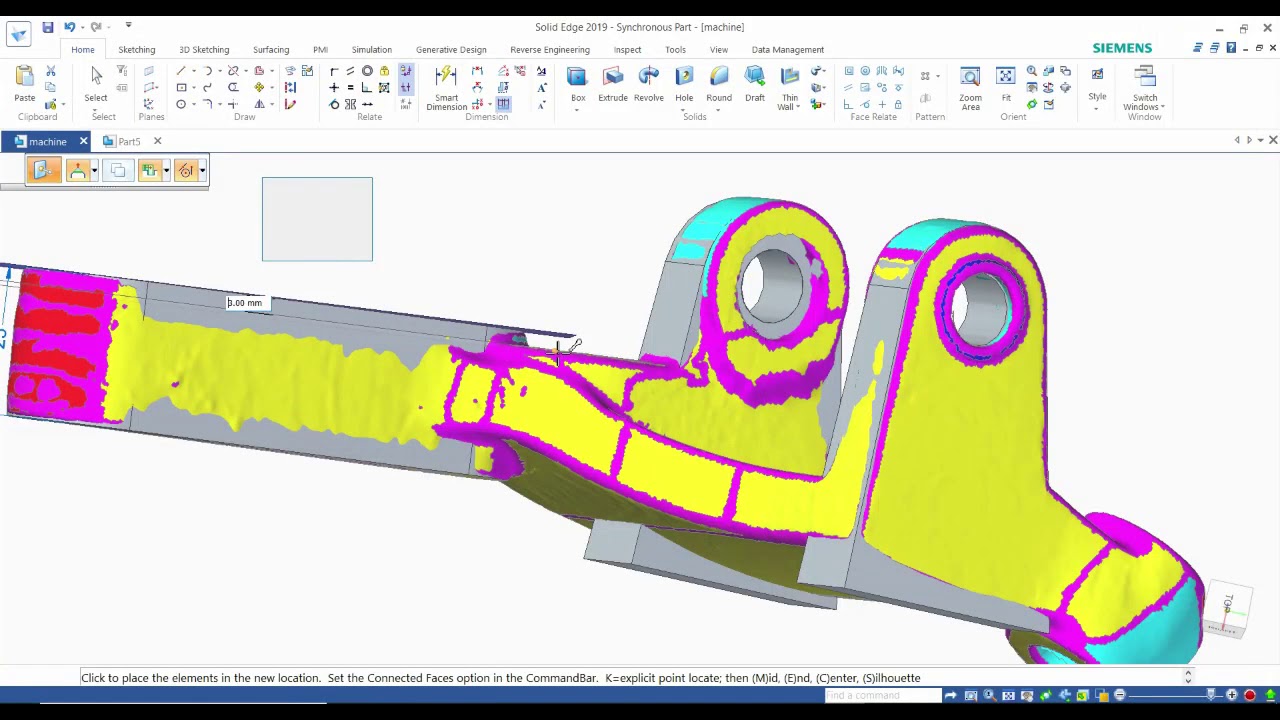 Reverse Engineering A Machine Part from EinScan 3D Scan File with Solid Edge Software