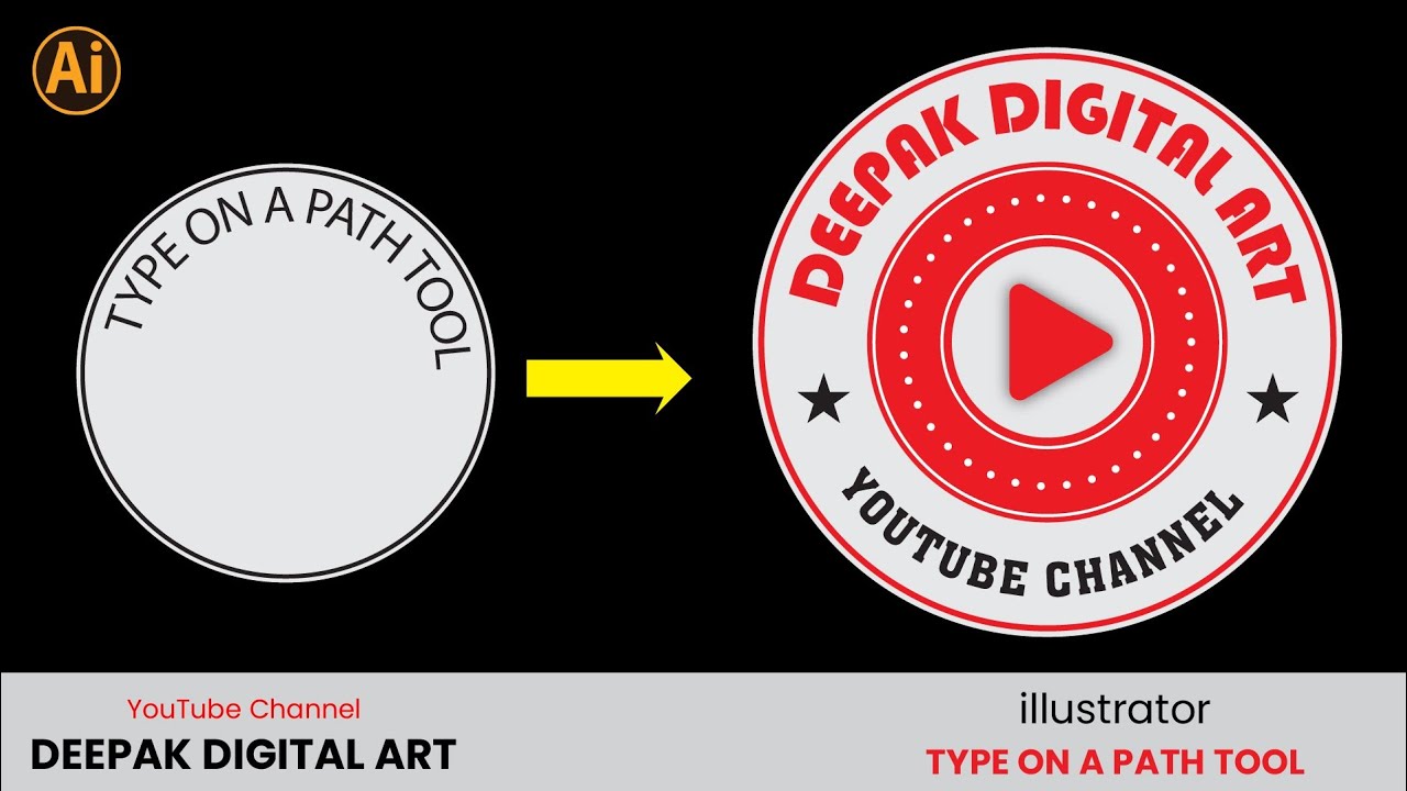 Illustrator में टेस्ट को नीचे से राउंड कैसे करते हैं | How to type on a path tool in illustrator