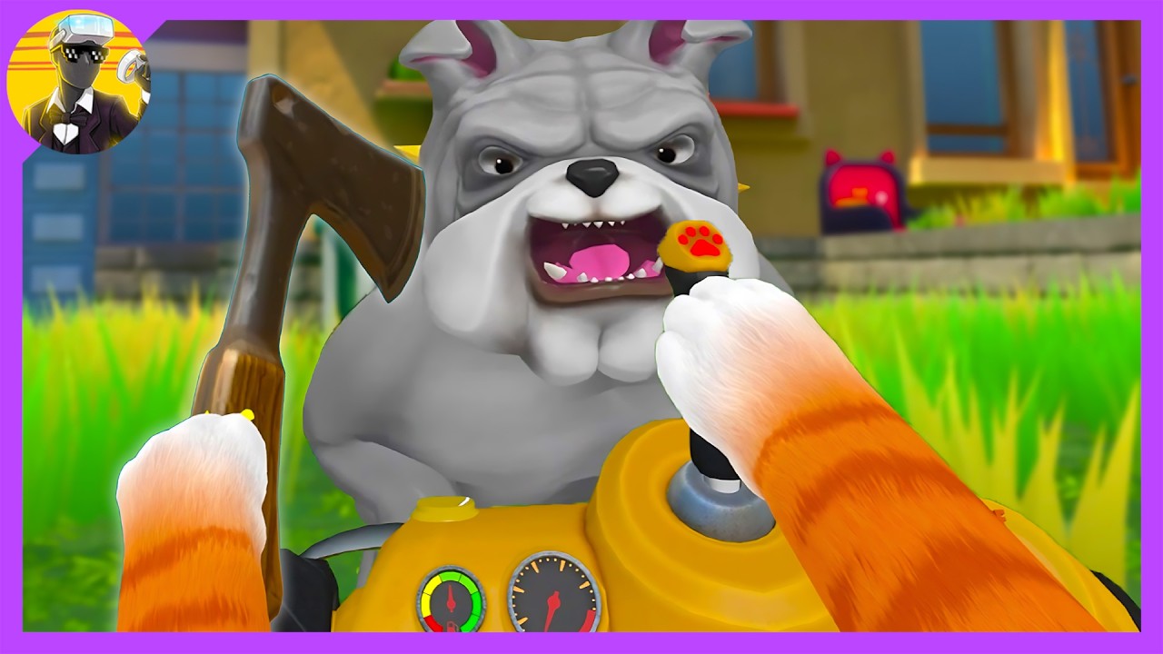 CRAZY Cat Fights Dog with Lawnmower!? | I am Cat VR