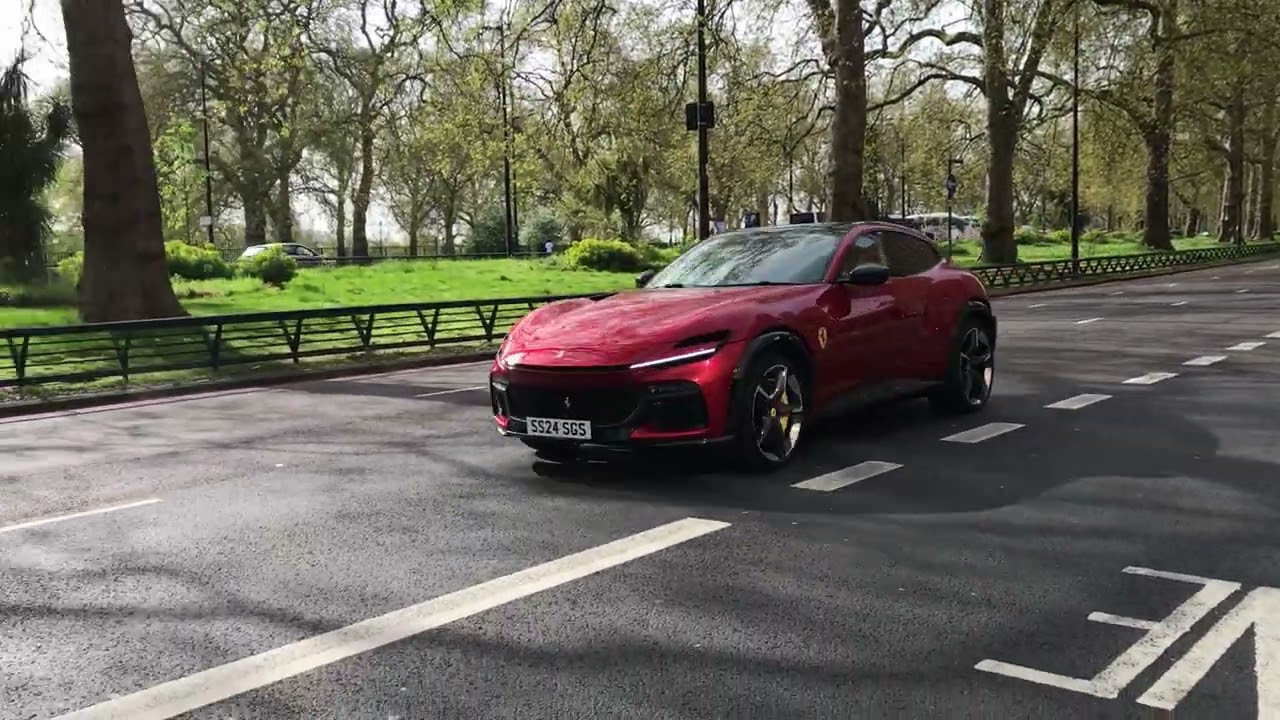 LOUD Exhaust SOUND & Acceleration Of Red &pound;400K Ferrari Purosangue Luxury SUV Car On London Street!