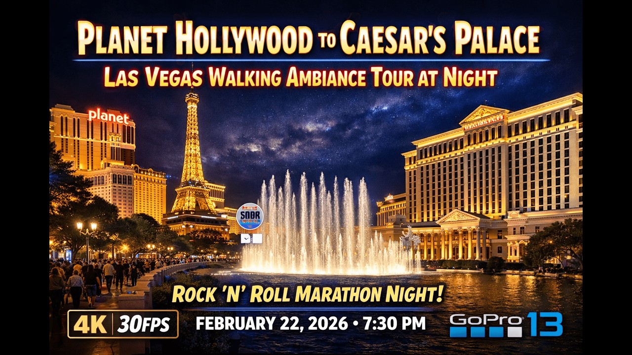 Planet Hollywood to Caesar's Palace - Las Vegas - Walking Ambiance Tour at Night - 4K 30FPS GoPro 13