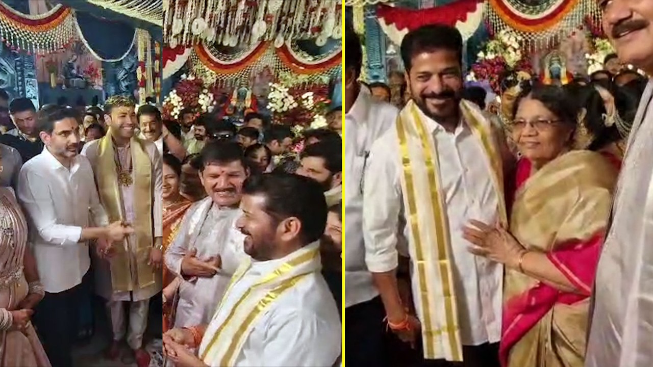 CM Revanth Reddy Fun with Nara Lokesh @ Dhulipalla Narendra Daughter Marriage