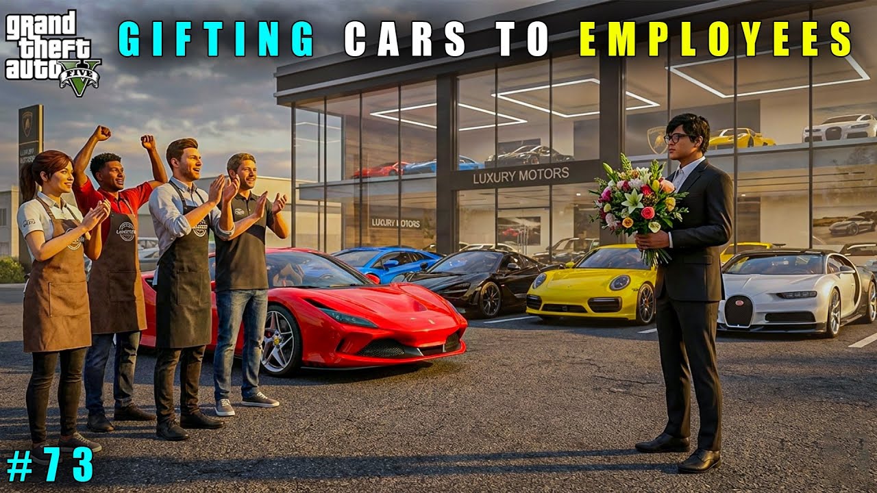 GTA 5 : GIFTING SUPER CARS TO MY CAFE EMPLOYEES || BB GAMING