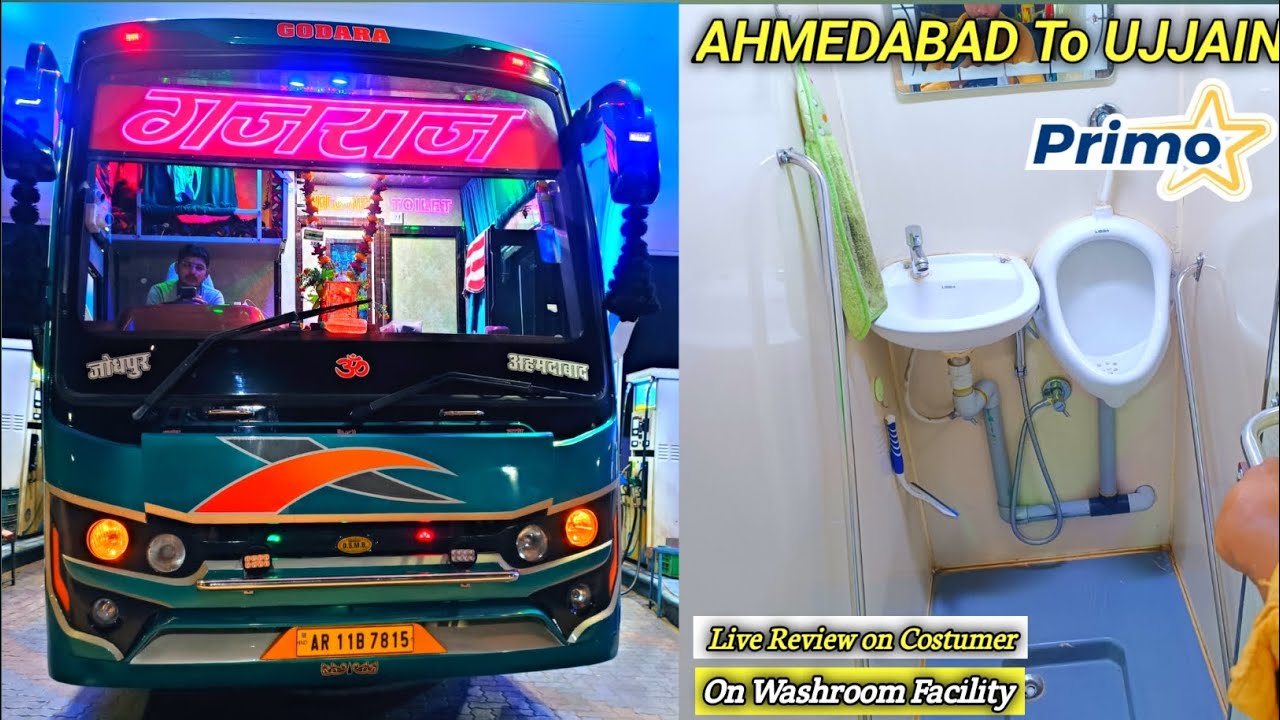 Ahemdabad to Ujjain in most Luxurious Bus journey By Gajraj Travels 🚍 washroom On Board ✌️