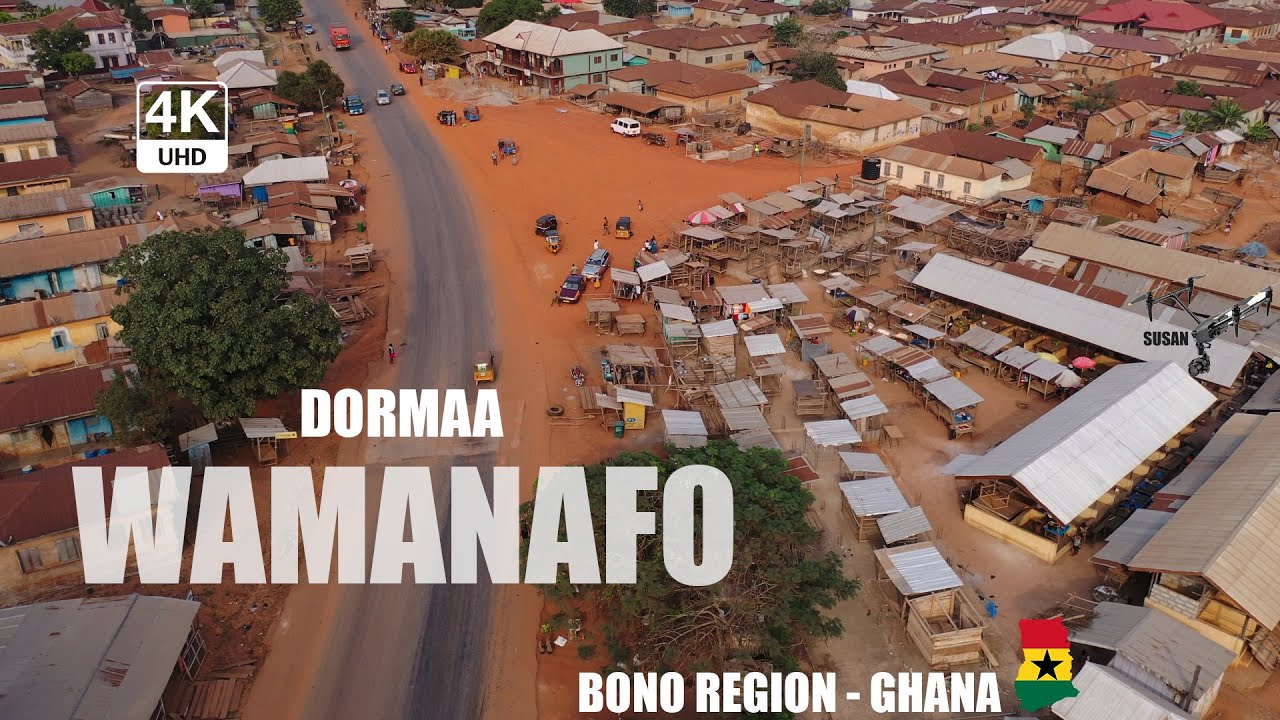 Wamanafo Dormaa Aerial View in the Bono Region of Ghana 4K
