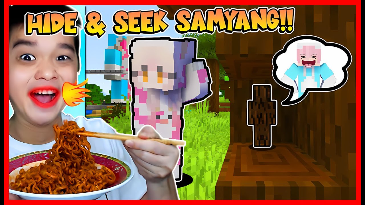 CHALLENGE HIDE AND SEEK YANG KETAHUAN MAKAN SAMYANG !! Feat @MOMON Minecraft