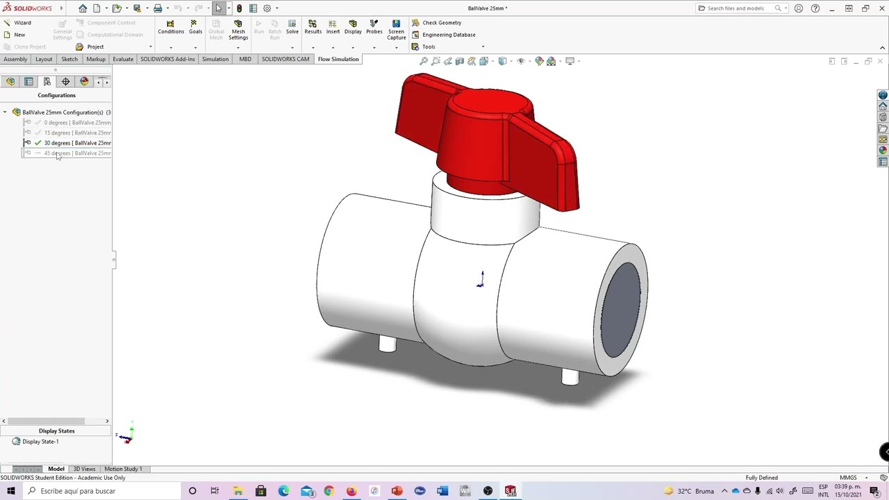 SolidWorks Flow Simulation: Ball Valve