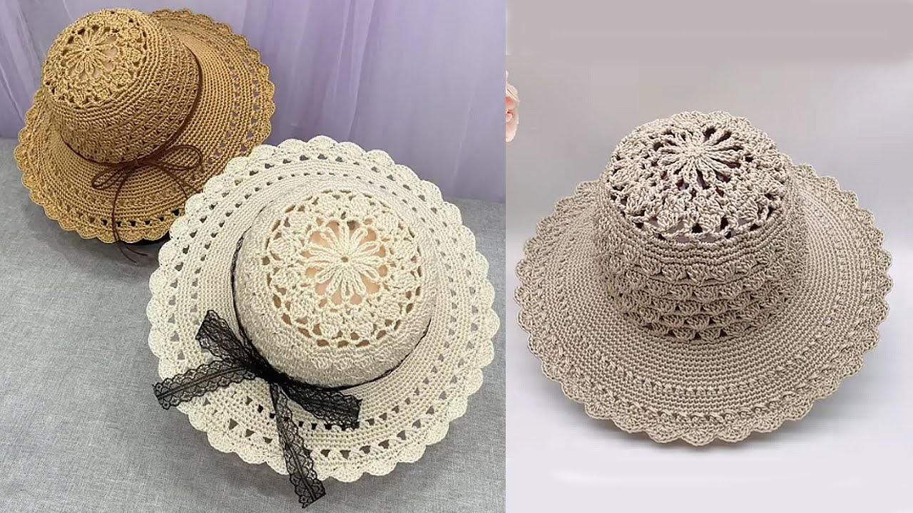 Summer hollow crochet hat free tutorial.