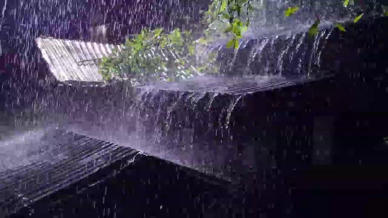 Fall Asleep Instantly 🌧️ Heavy Rain on Tin Roof with Deep Thunder