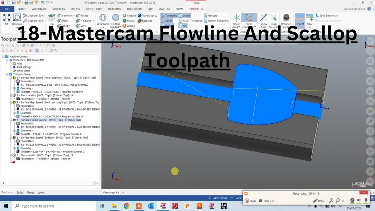 18-Mastercam Flowline And Scallop Toolpath