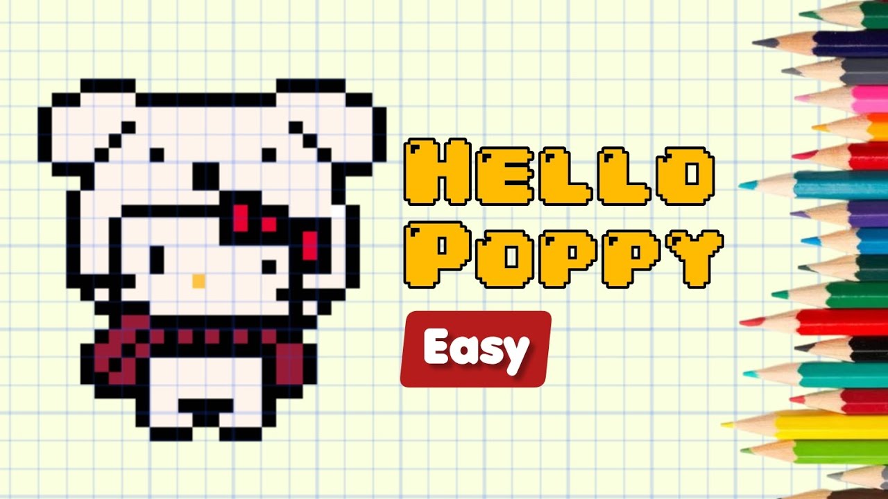 Pixel Art on Tab | How to draw Hello Poppy 🐶