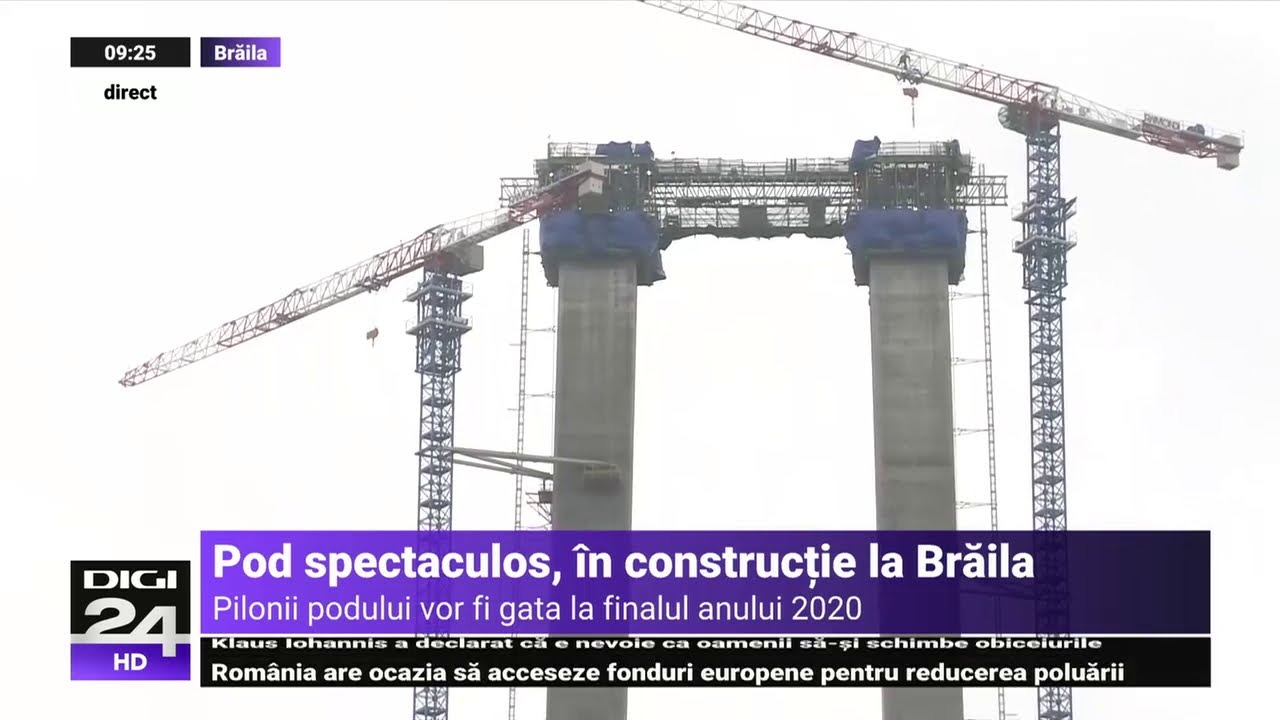 Imagini cu podul suspendat peste Dunăre de la Brăila - Digi24