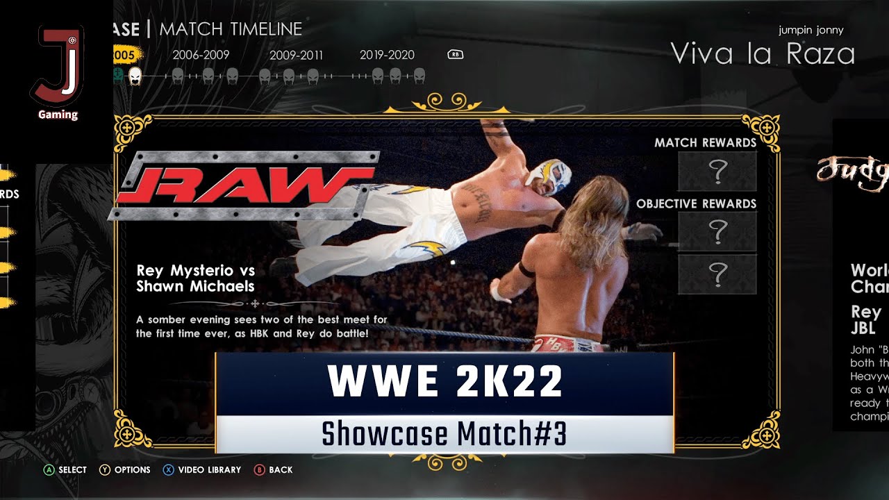 Демонстрационный матч WWE 2K22: три матча, выполни все задания: Рей Мистерио против Шона Майклза ...