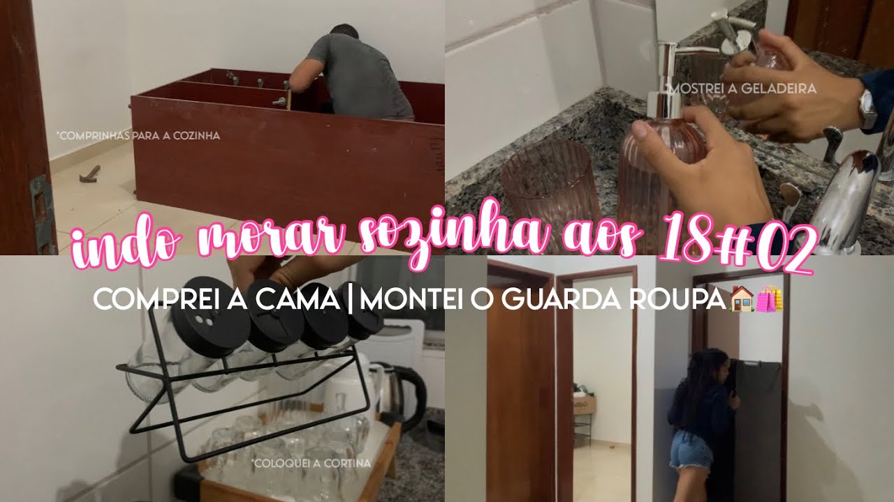 INDO MORAR SOZINHA AOS 18#02 | comprei a cama | montei o guarda roupa | +comprinhas para a cozinha🏠
