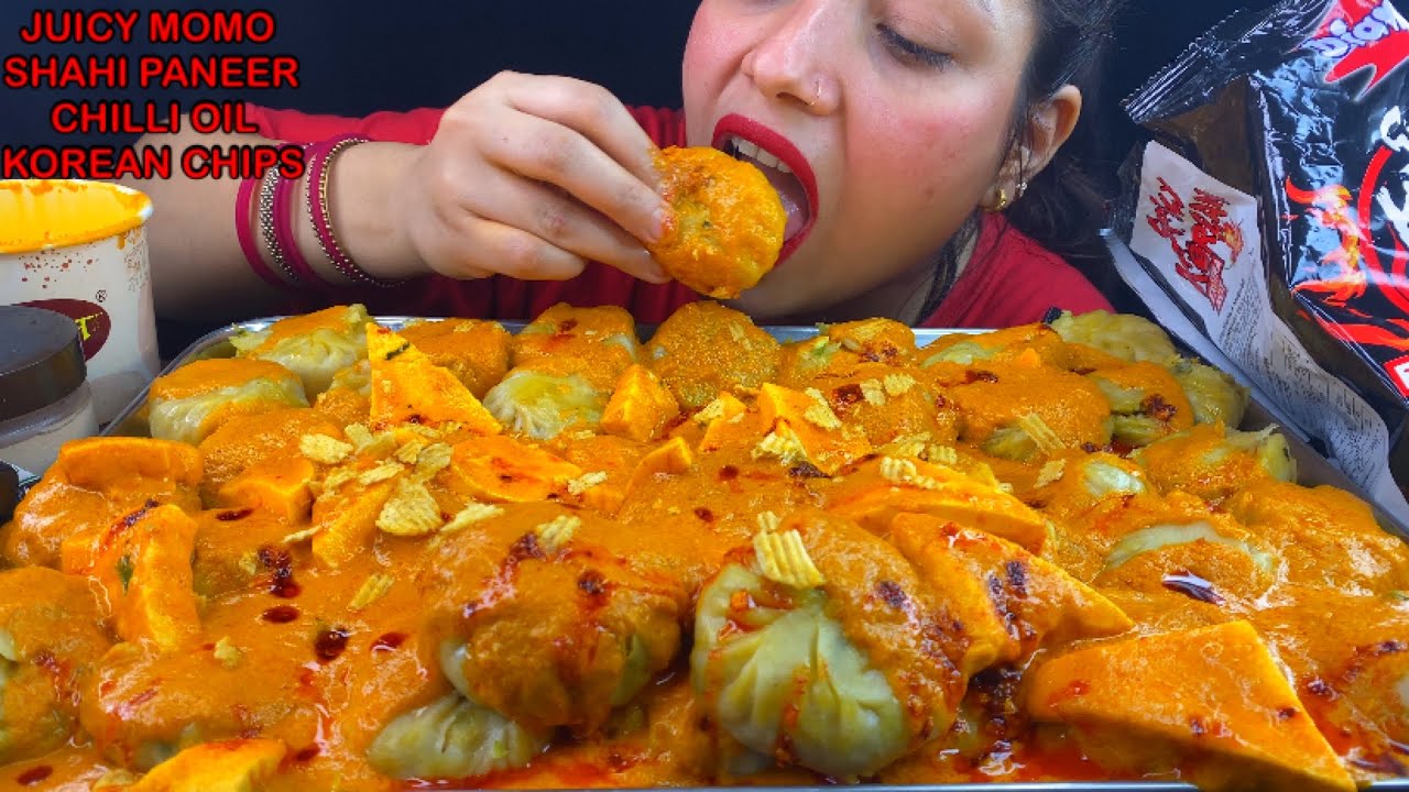 Eating Spicy🔥 Juicy Momo, Shahi Paneer, Korean Chips, Naga Punch Chips | Indian Streer Food Mukbang