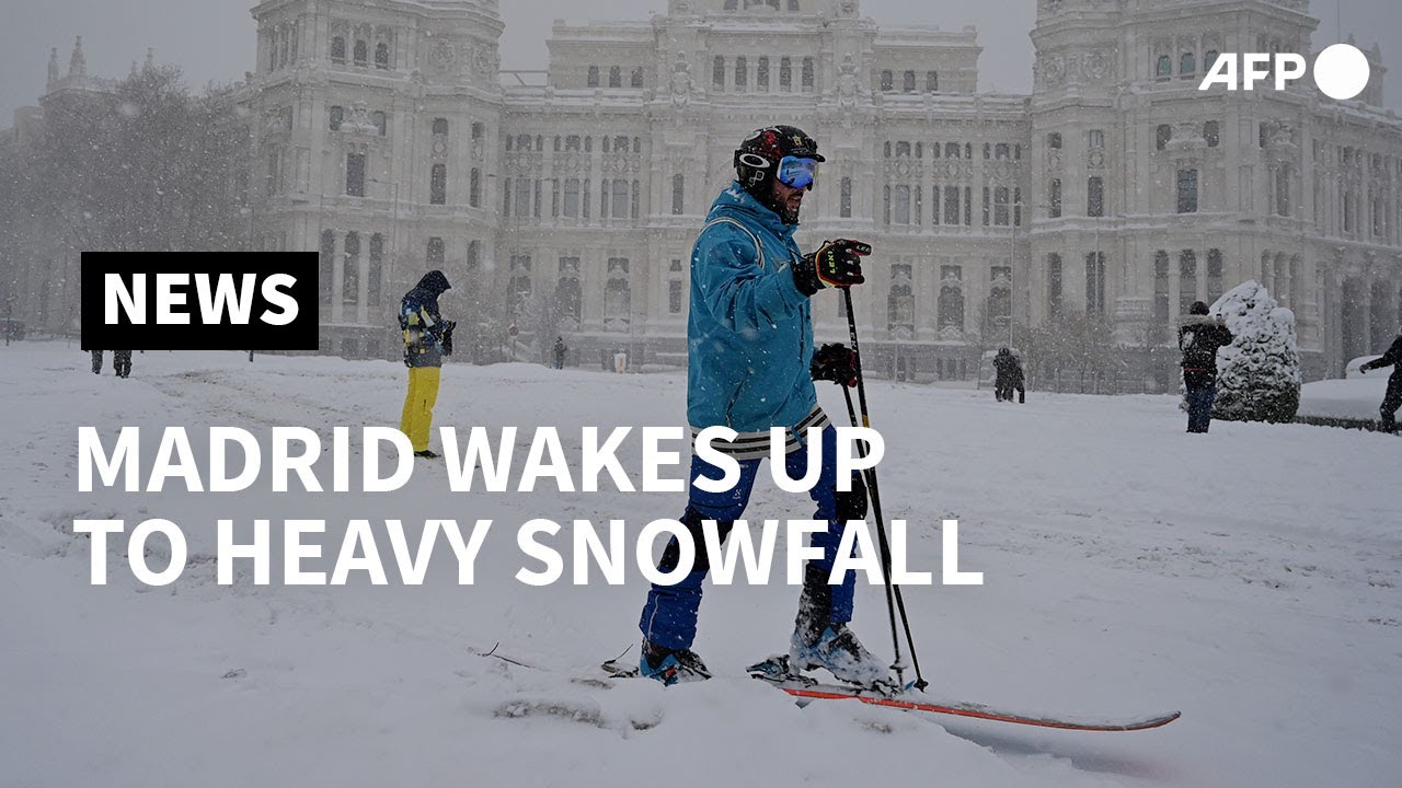 Madrid blanketed in snow as deadly storms cause chaos across Spain | AFP