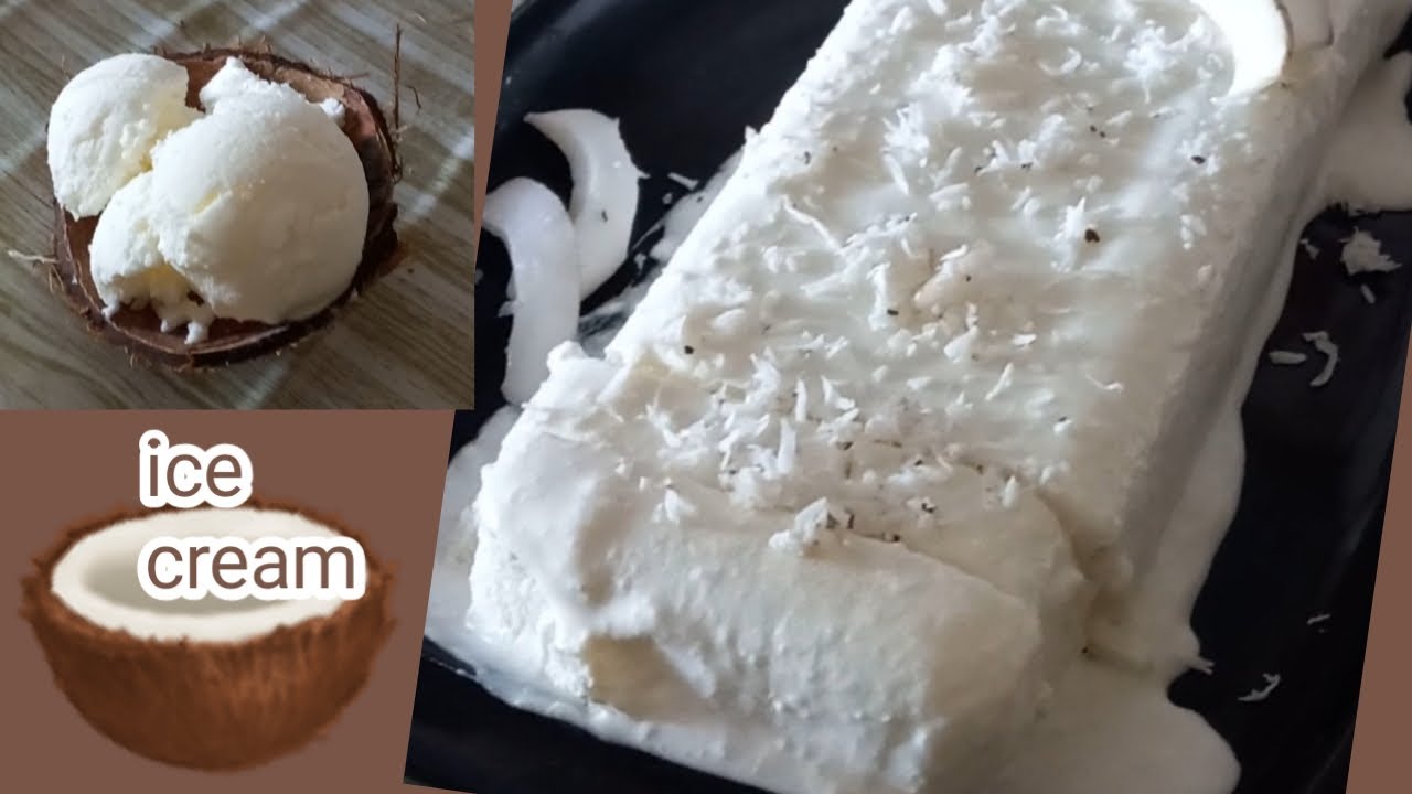 Coconut Ice cream Fresh Coconut ice cream  Homemade Coconut ice cream recipe