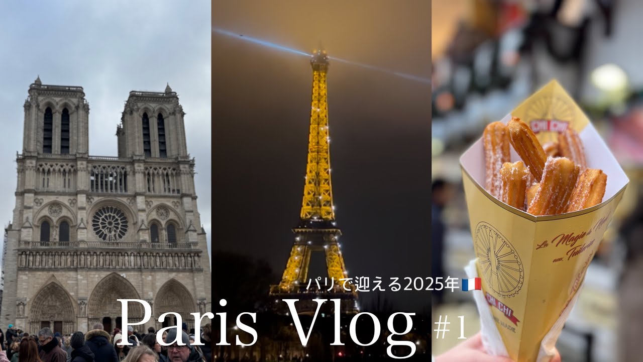 【Paris Vlog♯1】2025年パリでの年越しカウントダウン🇫🇷クリスマスマーケット｜ノートルダム｜エッフェル塔｜シャンパンフラッシュ｜