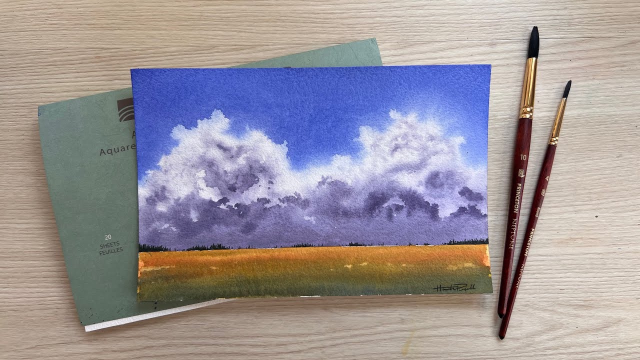 Paint effortless watercolor clouds with me | Paint n sip #114 real-time watercolor tutorial