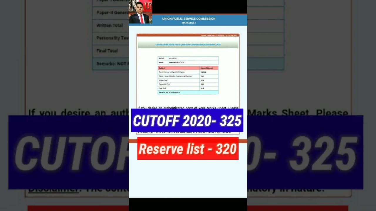 My CAPF AC 2020 Marksheet | Himanshu Vats #capf #capfac2023 #upsccapfac #shorts #youtubeshorts