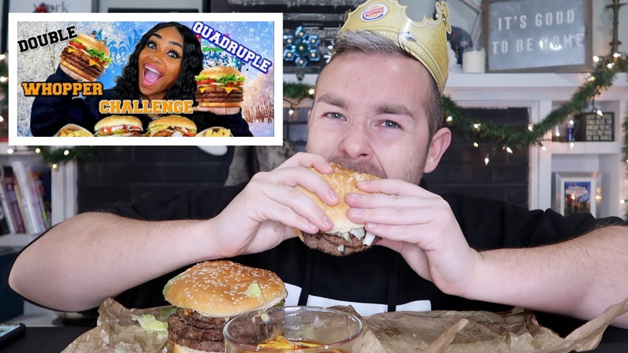 Double Quadruple Bacon and Cheese Whopper Challenge by BLOVESLIFE in 15 Minutes!