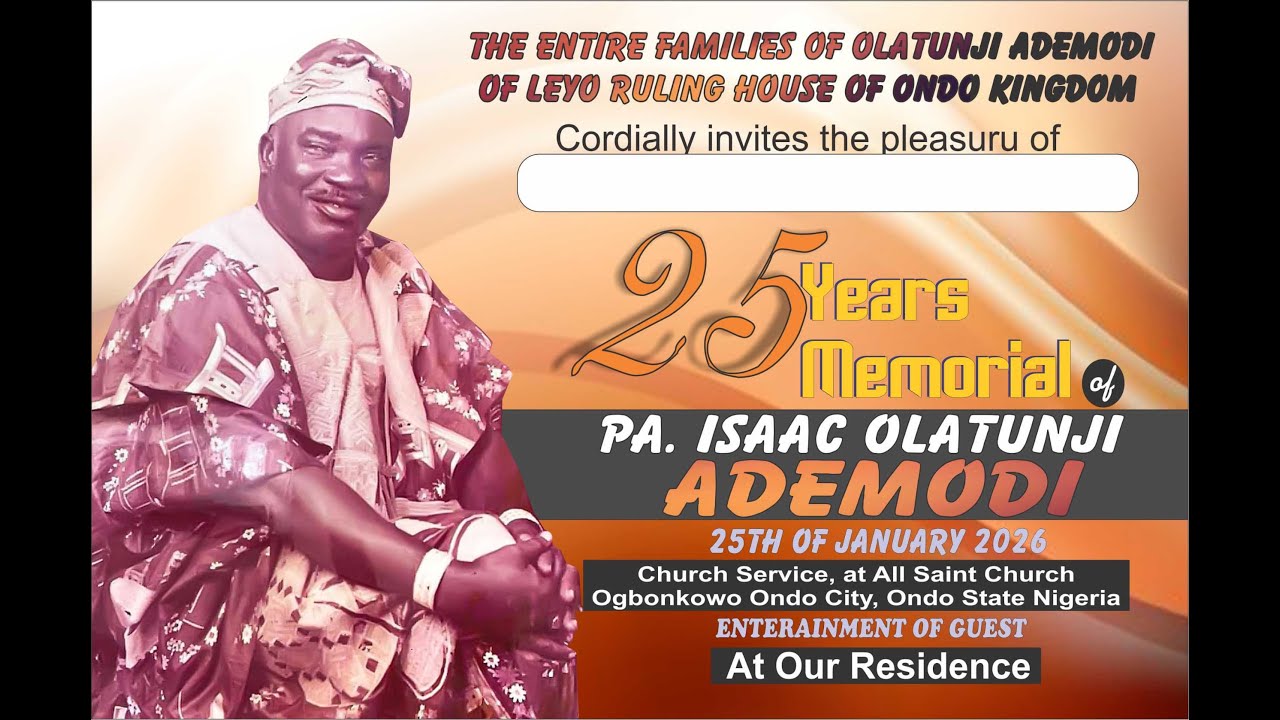 25TH YEARS MEMORIAL PA. ISAAC OLATUNJI ADEMODI
