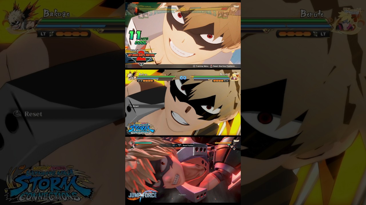 Bakugo Howitzer Impact Comparison -My Hero One's Justice 2 vs NarutoXBoruto Connections vs JumpForce