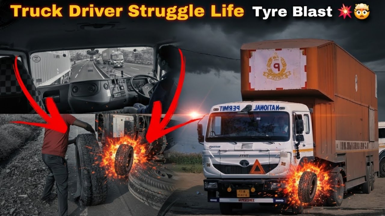 एक टायर फटा💥 पूरा दिन खराब हो गया My YouTube Truck Income || Indian Trucking vlogs || Truck Vlog