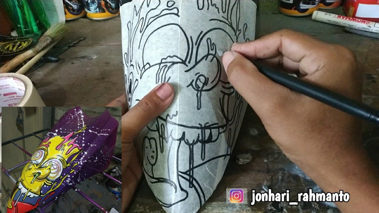 BELAJAR STEP BY STEP airbrush using spray can for beginer // DITON PREMIUM // PONDOH CUSTOM