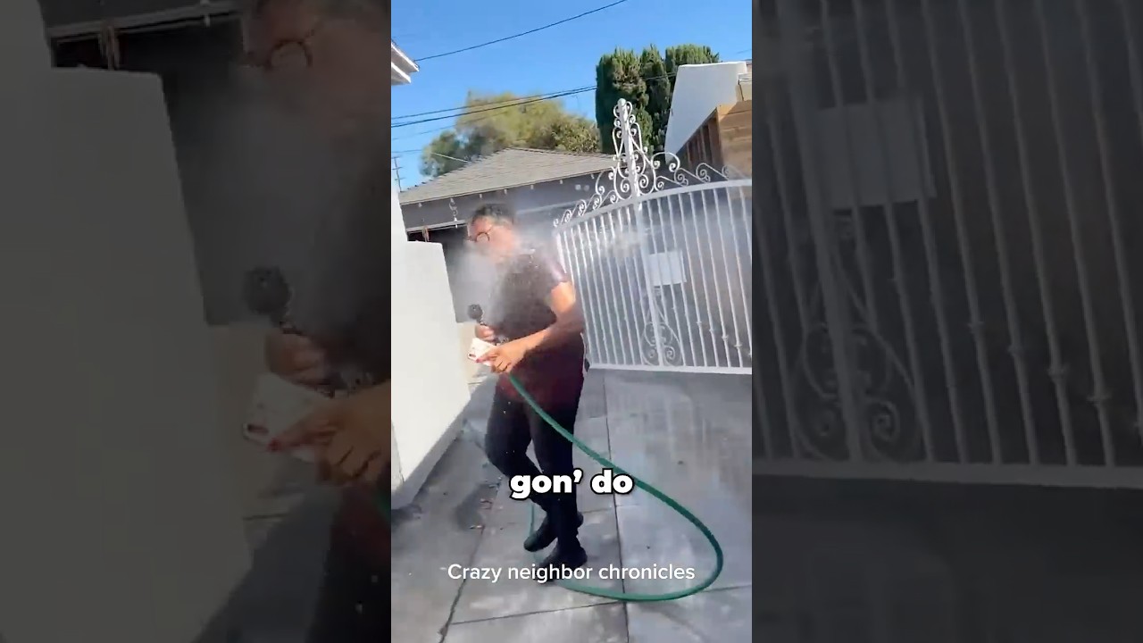 Man Soaks Neighbor With Garden Hose 😳