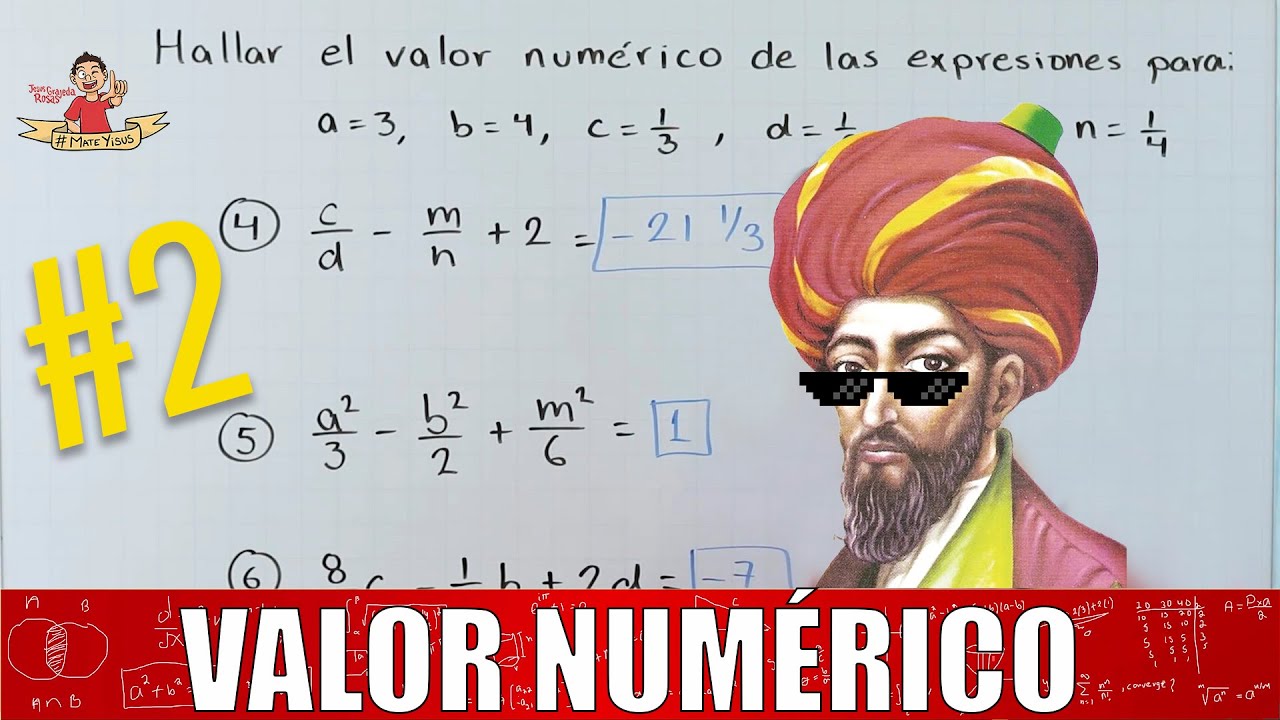 Valor numérico de expresiones compuestas. Ejercicios 4, 5 y 6.